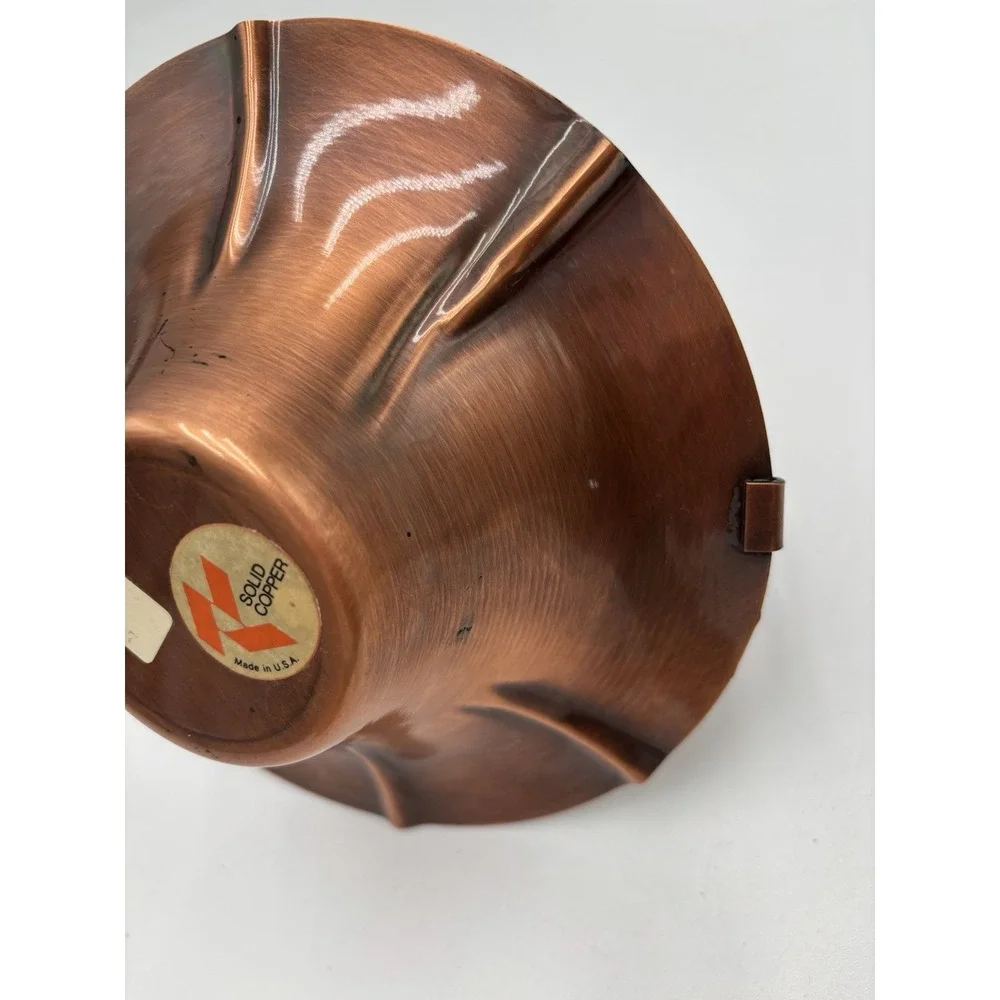 Vintage Solid Copper Handled Basket Bowl MCM Rustic Decor Made in USA 6